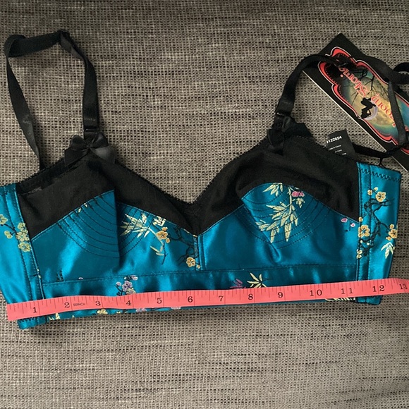 NWT Bedroom Stories Bullet Bra Pointed Cups Chinoiserie Mesh Bows Small - Picture 5 of 9